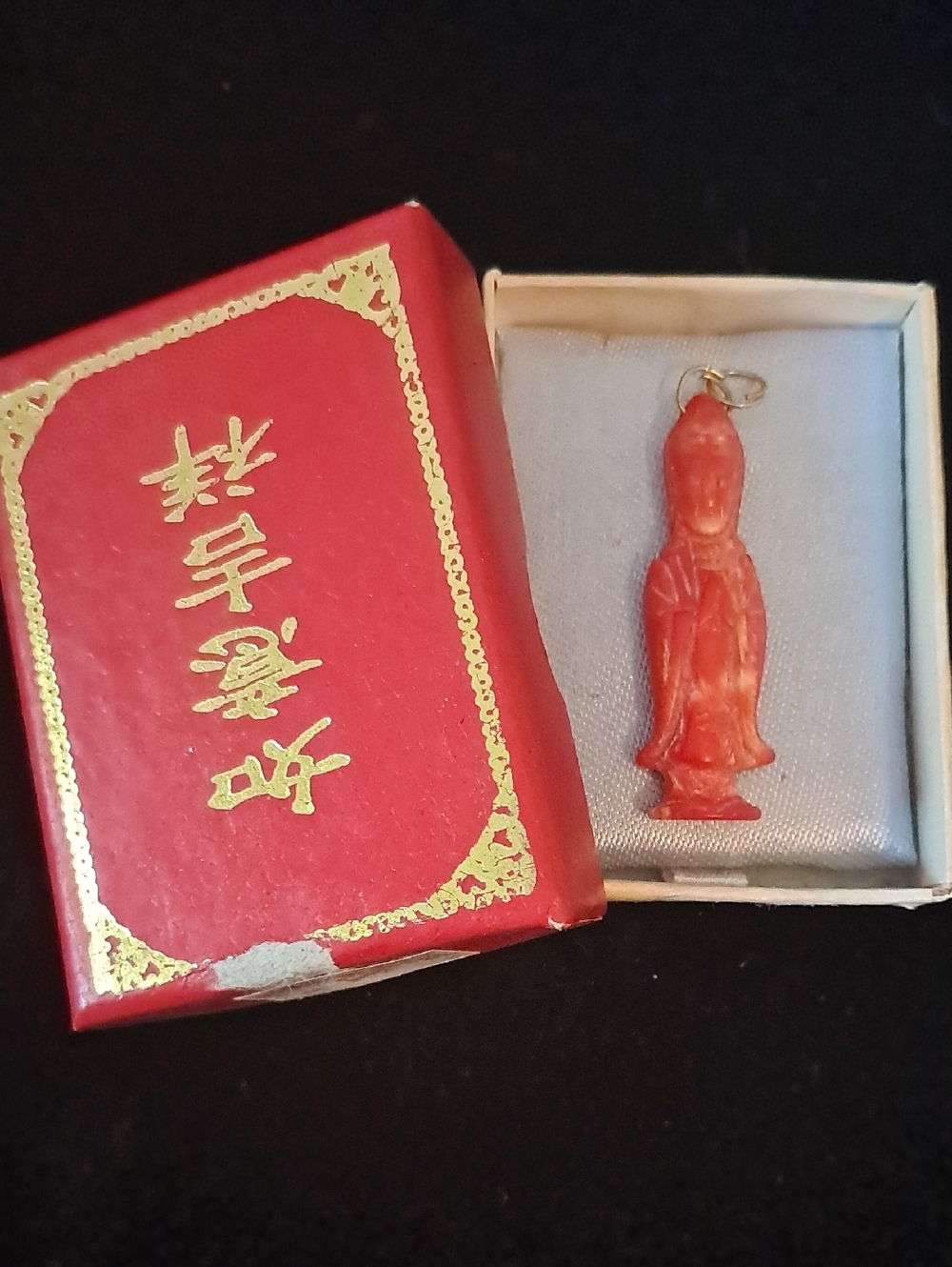 Vintage Red Coral Guanyin